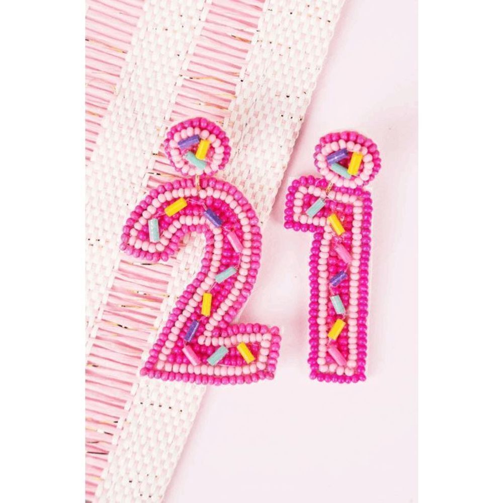 21st Birthday Seed Beed Confetti Earrings